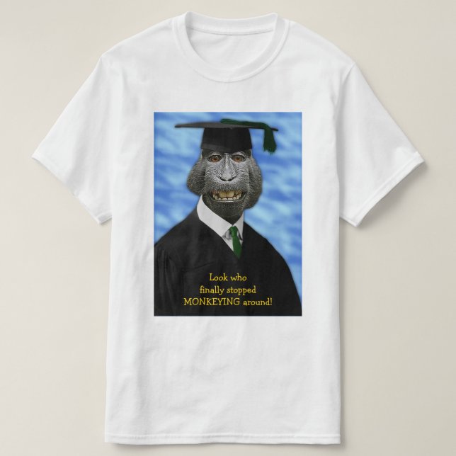 Lustige Abschluss-Affemacaque-Jahrbuch-Gewohnheit T-Shirt (Design vorne)