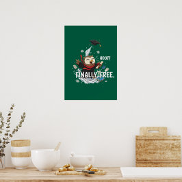 Lustige Abschluss-Eule endlich frei Retro-Cartoon Poster