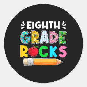 Lustige achte Klasse rockt Schüler am ersten Schul Runder Aufkleber