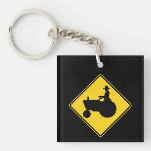 Lustige Ackerschlepper-Verkehrsschild-Warnung Schlüsselanhänger