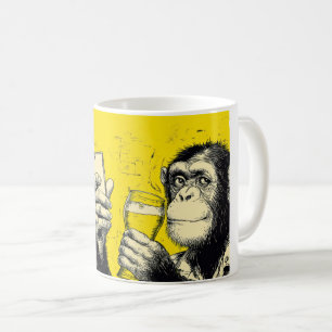 Lustige Affen-Selfie-Illustration – Cooler Schimpa Kaffeetasse