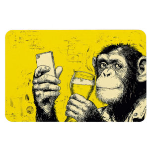 Lustige Affen-Selfie-Illustration – Cooler Schimpa Magnet