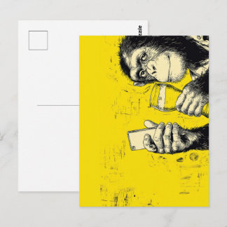 Lustige Affen-Selfie-Illustration – Cooler Schimpa Postkarte