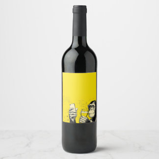 Lustige Affen-Selfie-Illustration – Cooler Schimpa Weinetikett