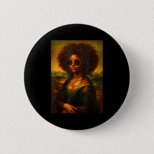 Lustige afroamerikanische Mona Lisa Malerei Kunst Button