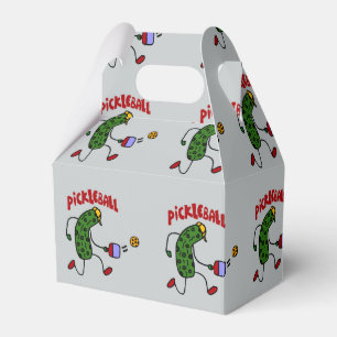 Lustige Aktions-Essiggurke, die Pickleball Cartoon Geschenkschachtel