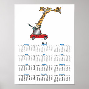 lustige alberne Giraffe im Pendlerwagen Poster