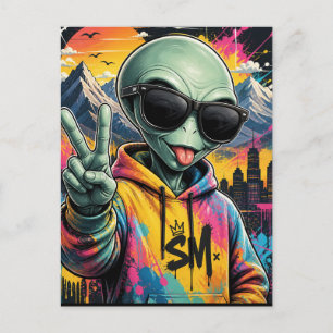 Lustige Alien-Vibes Postkarte