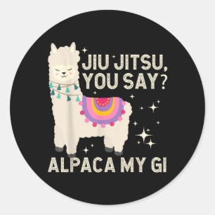 Lustige Alpaka Jiujitsu Martial Arts Brasilianisch Runder Aufkleber