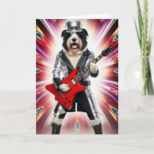 Lustige alte englische Schäferhund-Rockstar-Karte Karte