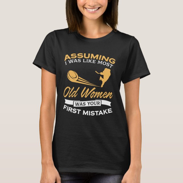 Lustige alte Frauen-Eis-Hockey-Liebhaber T-Shirt (Vorderseite)