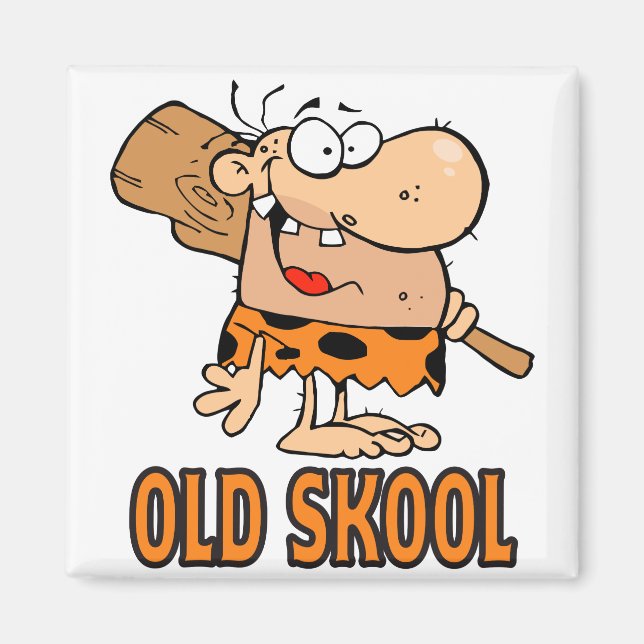 lustige alte Schule Skool Caveman Cartoon Magnet (Vorne)