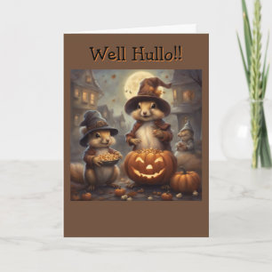 Lustige alte Welt Eichhörnchen Hexe Halloween Karte