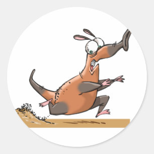 Lustige Ameisenbär-Cartoon-laufende Tier Runder Aufkleber
