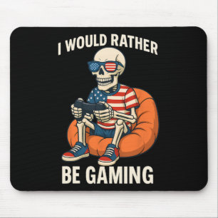Lustige amerikanische Flagge Cool Skeleton Gamer V Mousepad