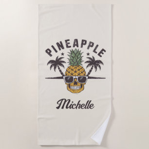 Lustige Ananas mit Sonnenbrille Personalisiert Strandtuch