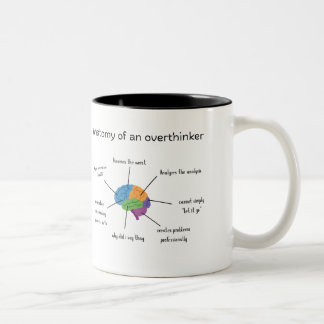 Lustige Anatomie eines Overthinker-Mugs Zweifarbige Tasse