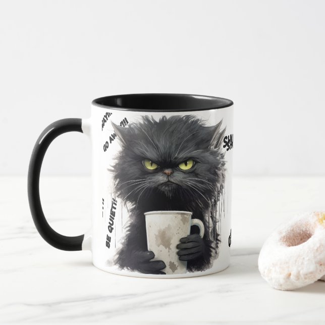 lustige Angry Cat Coffee Tasse (Mit Donut)