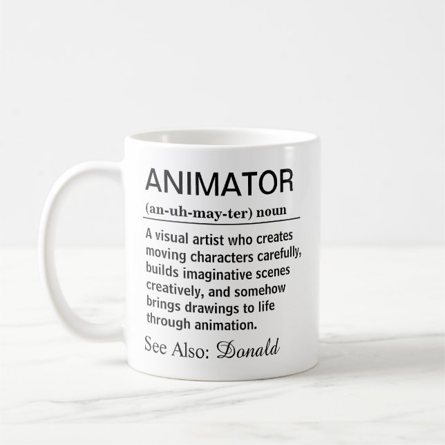 Lustige Animator-Definition Kaffeetasse (Links)
