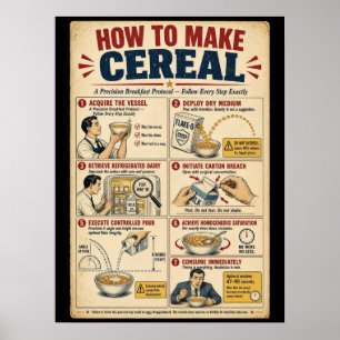 Lustige Anleitung, Müsli zuzubereiten, Küchenposte Poster