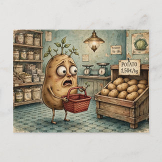 lustige anthropomorphe Kartoffel findet Gemüse Postkarte