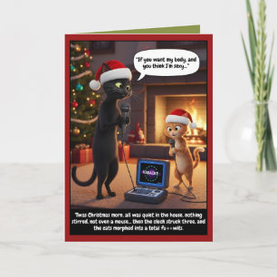 Lustige anthropomorphe Katzen Weihnachten Karte