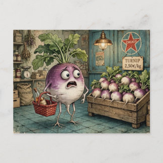 lustige anthropomorphe Rübe findet Gemüse Postkarte