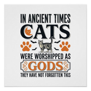 Lustige antike Katzen, die als Götter verehrt werd Poster