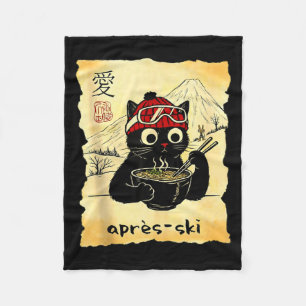 Lustige Après Katze Skiisst Ramen Japanisch Kawaii Fleecedecke