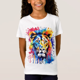 Lustige Aquarell farbenfroher Löwe T-Shirt