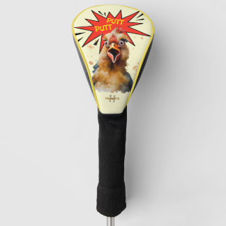 Lustige Aquarell-Hühner-Golf-Humor-Monogramm Golf Headcover