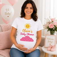 Lustige Aquarell-Rosa-Wolken Für Baby-Mädchen-Part