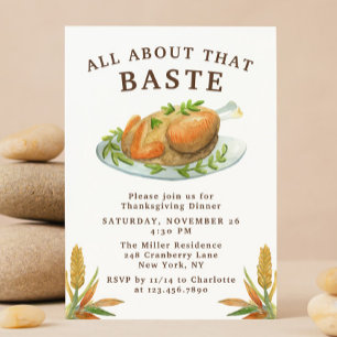 Lustige Aquarell Truthahn Thanksgiving Dinner Einladung