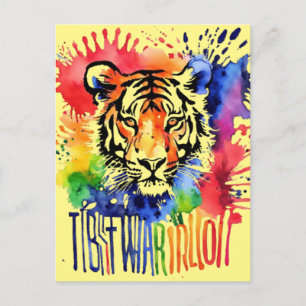 Lustige Aquarellfarben Tiger Postkarte