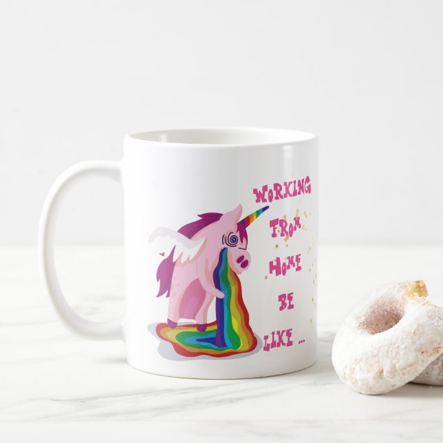 Lustige Arbeit von der Zuhause Tasse Einhorn Wahns (Mit Donut)
