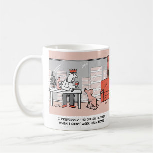 Lustige Arbeit-von-zu-Hause-Büro-Party-Cartoon Kaffeetasse