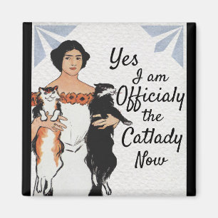 Lustige Art-Deco-Katzenlady Magnet