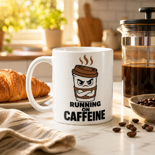 Lustige Auf Koffein Laufende Kaffeetasse Sarkastis