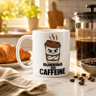 Lustige Auf Koffein Laufende Kaffeetasse Sarkastis