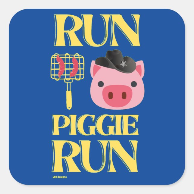 lustige Aufkleber "RUN PIGGIE" (Vorderseite)