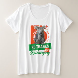 Lustige Aufladende Koala-Introvertierte Stimmung Große Größe T-Shirt