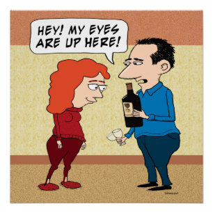 Lustige Augen auf dem Wein Poster