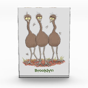 Lustige australische Emu-Trio-Cartoon-Illustration Fotoblock