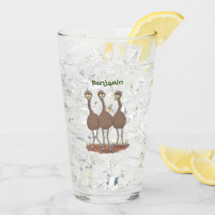 Lustige australische Emu-Trio-Cartoon-Illustration Glas