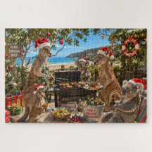Lustige australische Weihnachts-Kängurus-Barbecue