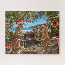 Lustige australische Weihnachts-Kängurus-Barbecue