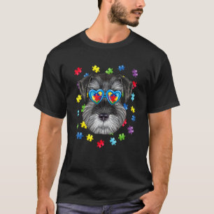 Lustige Autismus Schnauzer Hund Puzzle Sonnenbrill T-Shirt
