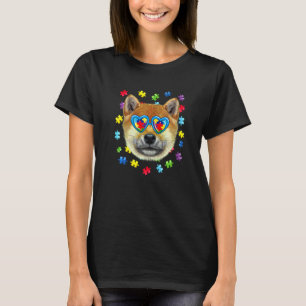 Lustige Autismus Shiba Inu Hund Puzzle Sonnenbrill T-Shirt