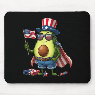 Lustige Avocado Amerikanische USA-Flagge Memorial Mousepad