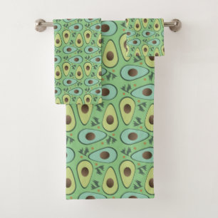 Lustige Avocado-Hälfte Greenery-Muster Badhandtuch Set